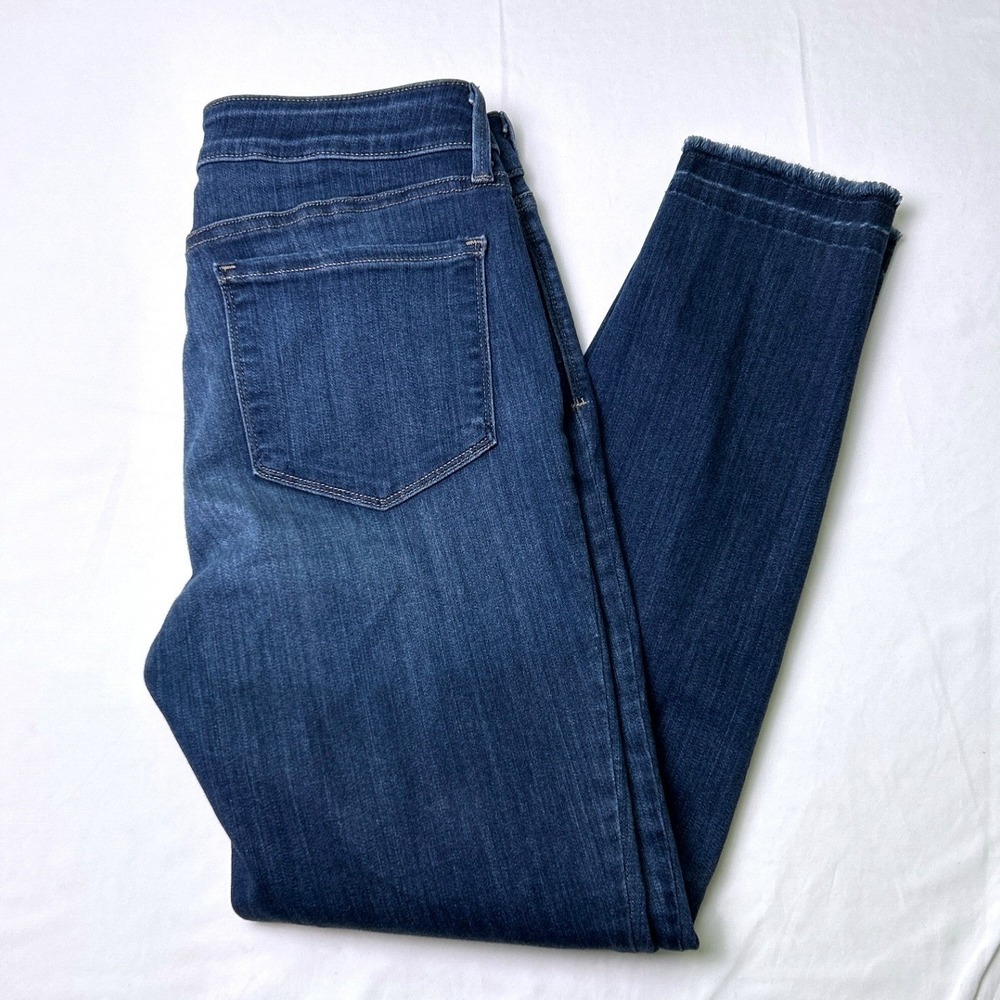NYDJ Womens Mid Rise Ami Skinny Legging Lift Tuck Raw Hem Jeans Size 6 Blue